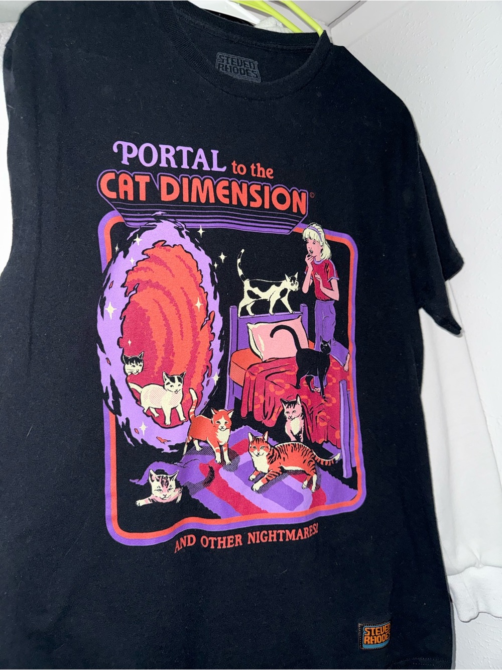 Black 'Portal to the Cat Dimension' Graphic Tee - Steve Rhodes